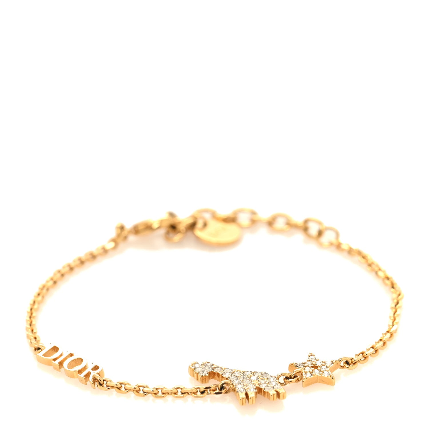 Christian Dior Crystal Diorable Giraffe Logo Bracelet Gold 1 of 4
