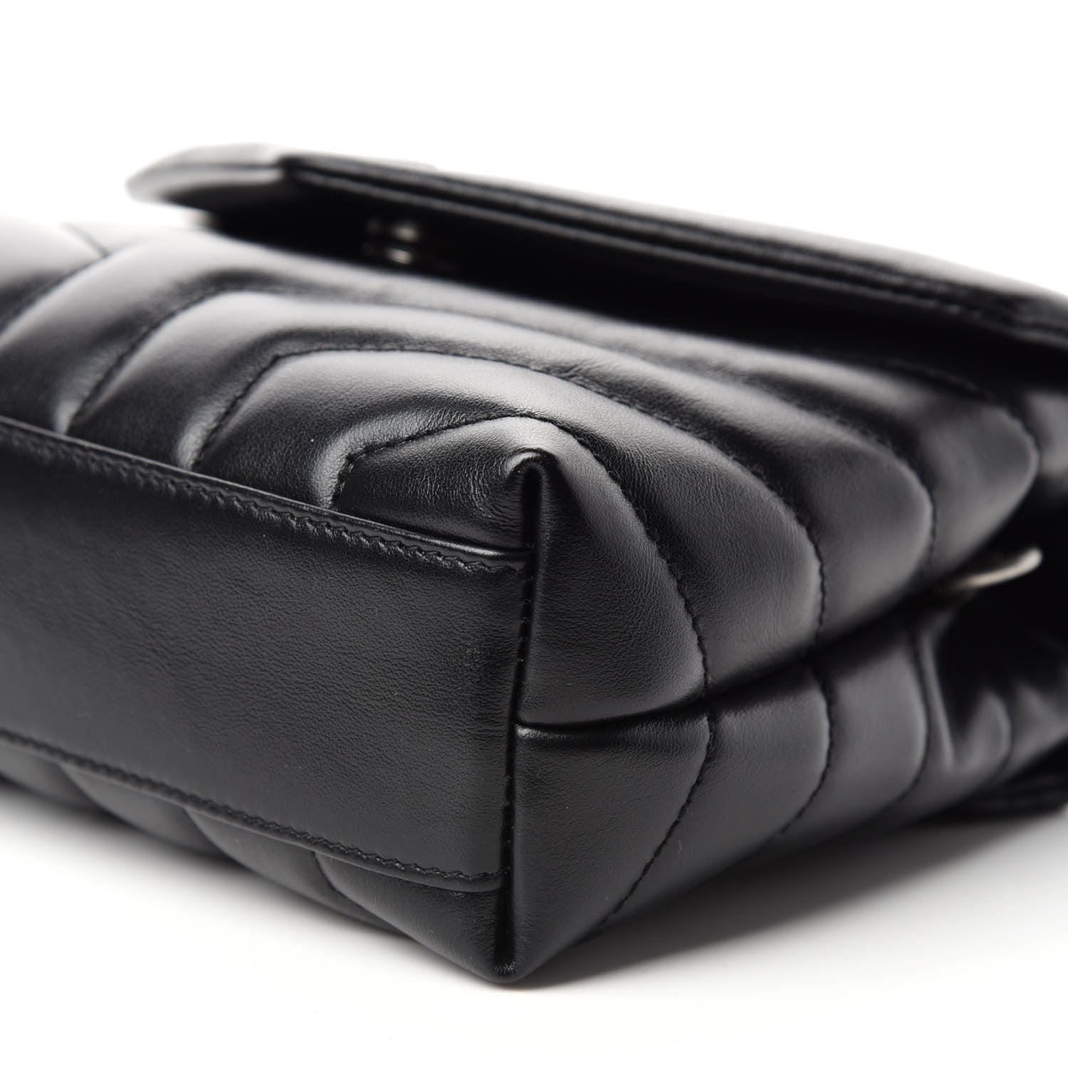 Saint Laurent Calfskin Y Quilted Monogram Toy Loulou Crossbody Bag Black 7 of 11