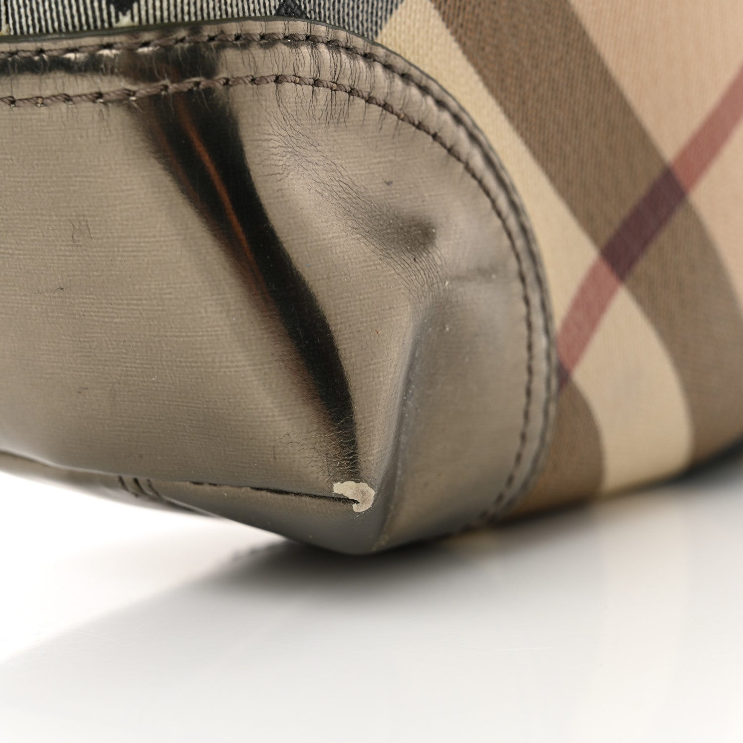 Burberry Metallic Nova Check Patent Hobo Pewter 13 of 14