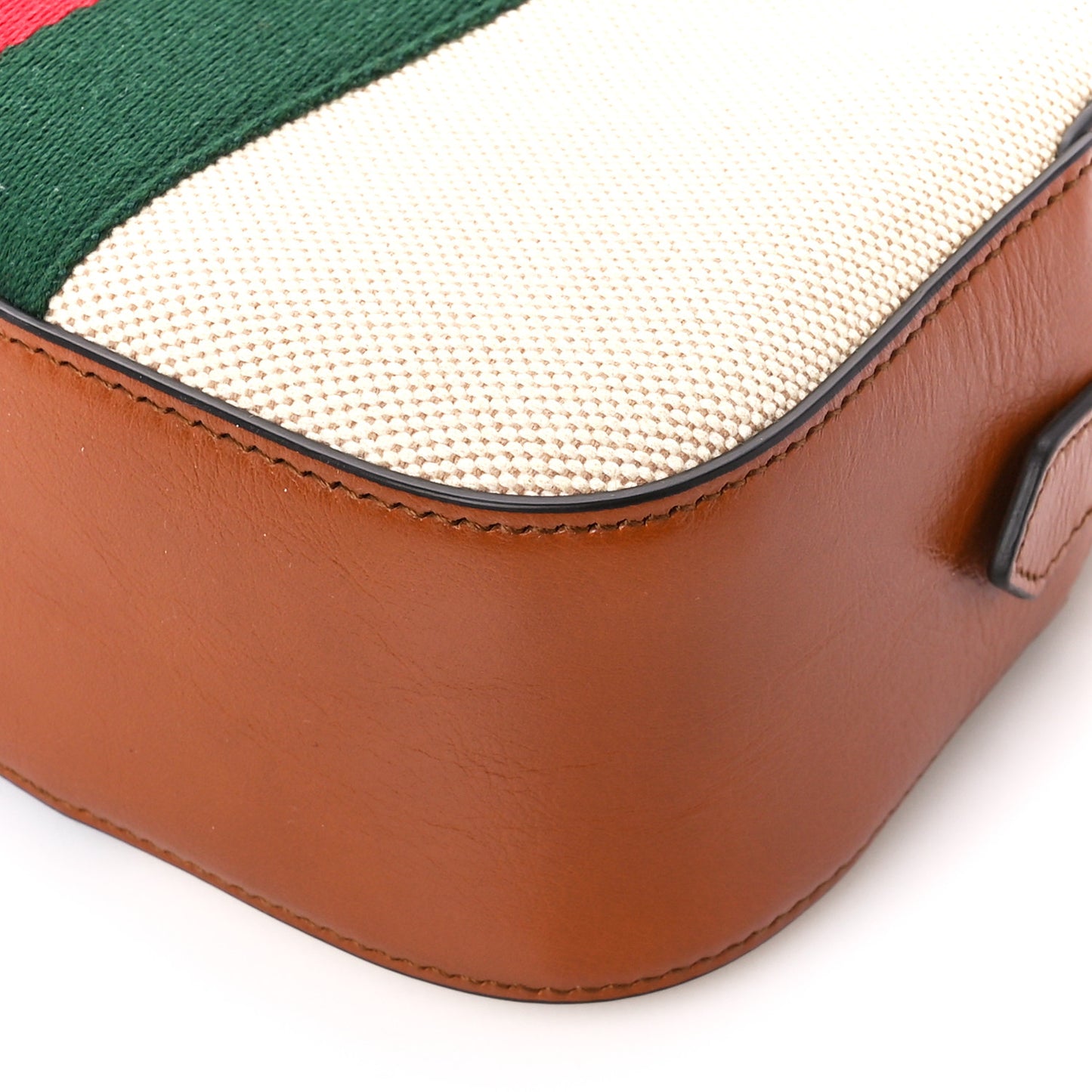 Vintage Canvas Web Shoulder Bag Sand Cuir