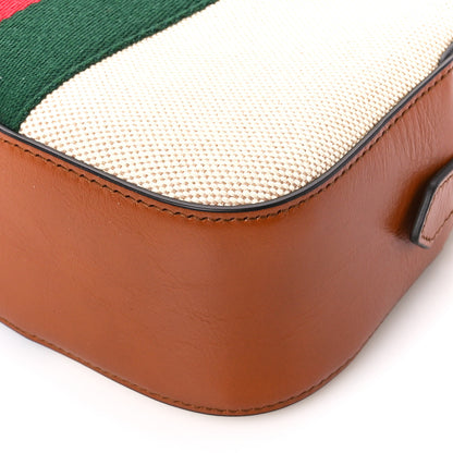 Gucci Vintage Canvas Web Shoulder Bag Sand Cuir 11 of 12