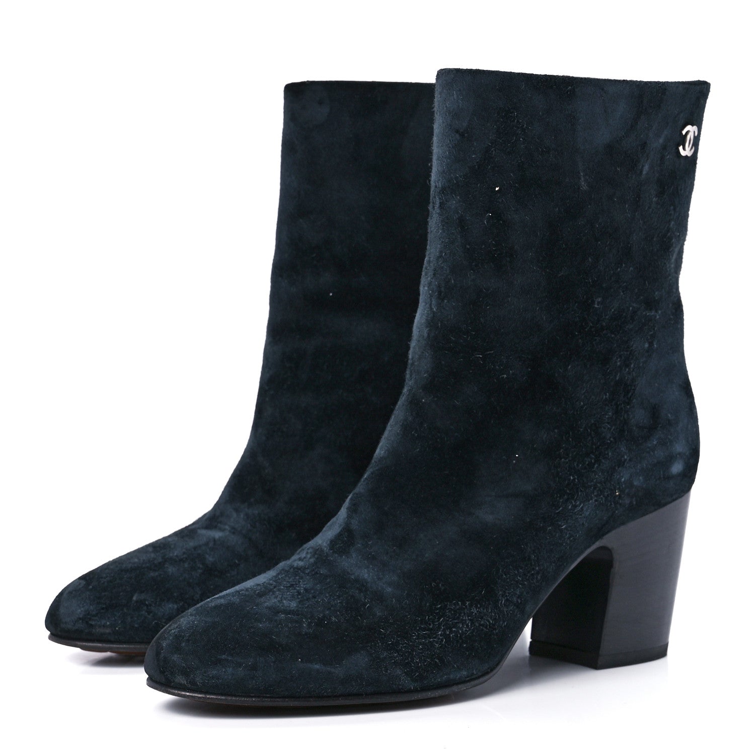 Chanel Suede Calfskin CC Short Boots 37 Black 3 of 8