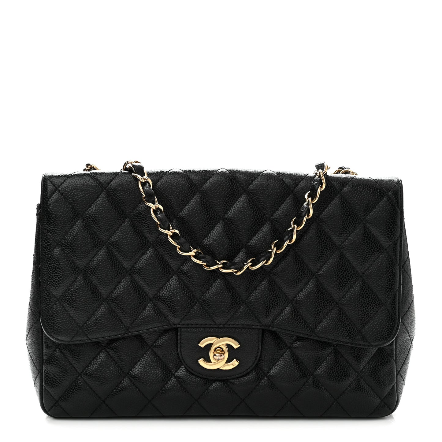 Caviar Quilted Jumbo Single Flap Black
