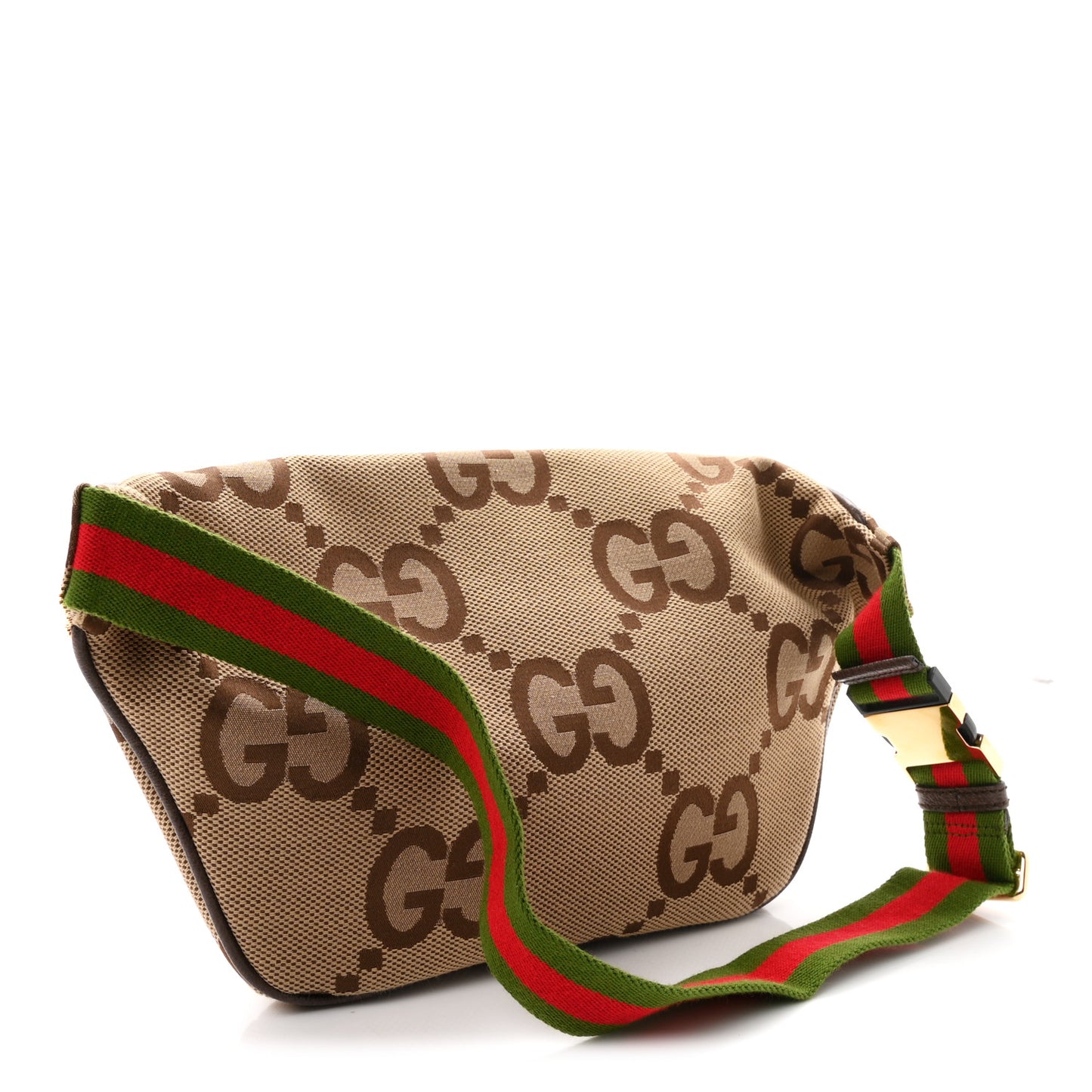 Monogram Jumbo GG Textured Dollar Calfskin Web Belt Bag Camel Ebony New Acero
