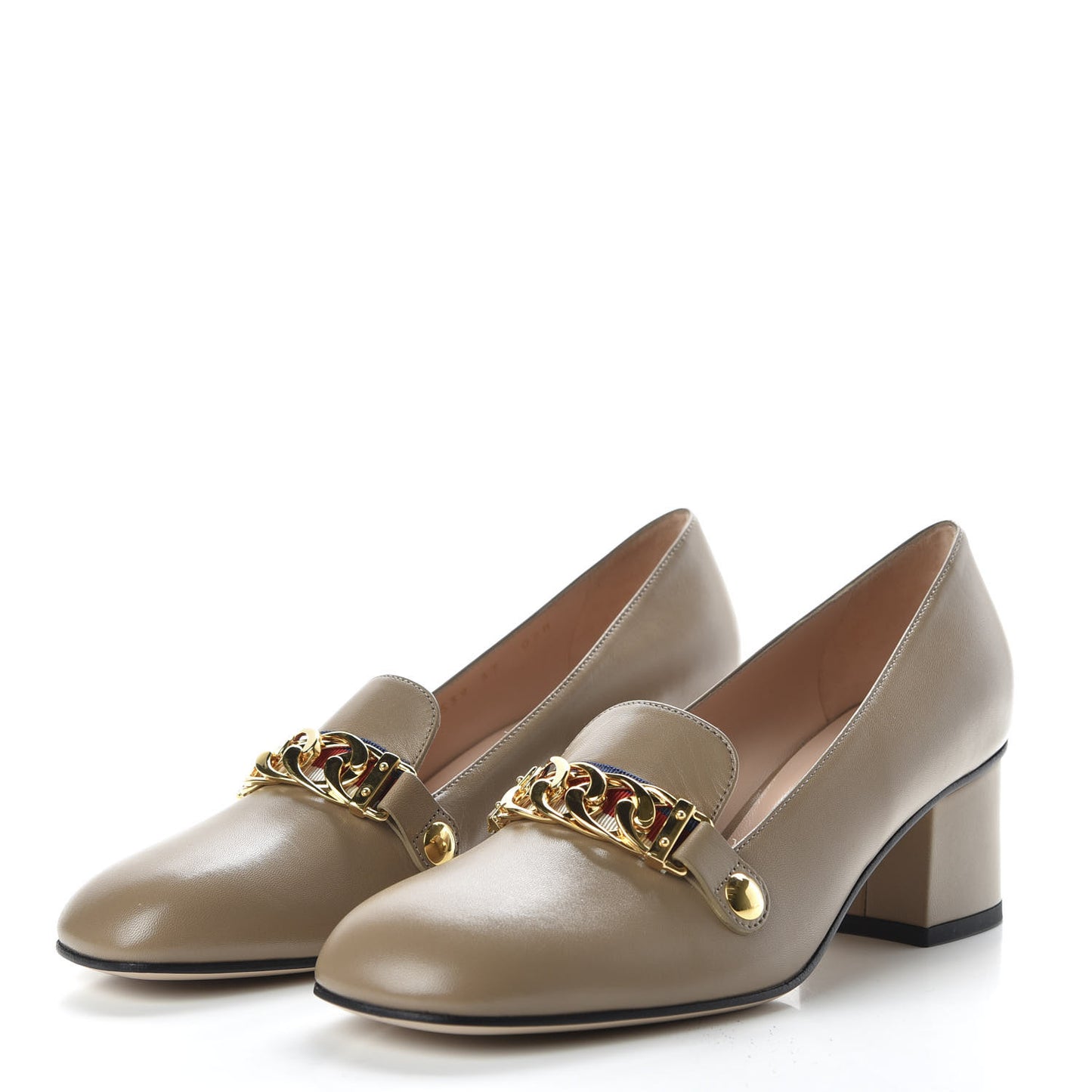 Malaga Kid Sylvie Web Chain Mid Heel Loafers 37 Mud