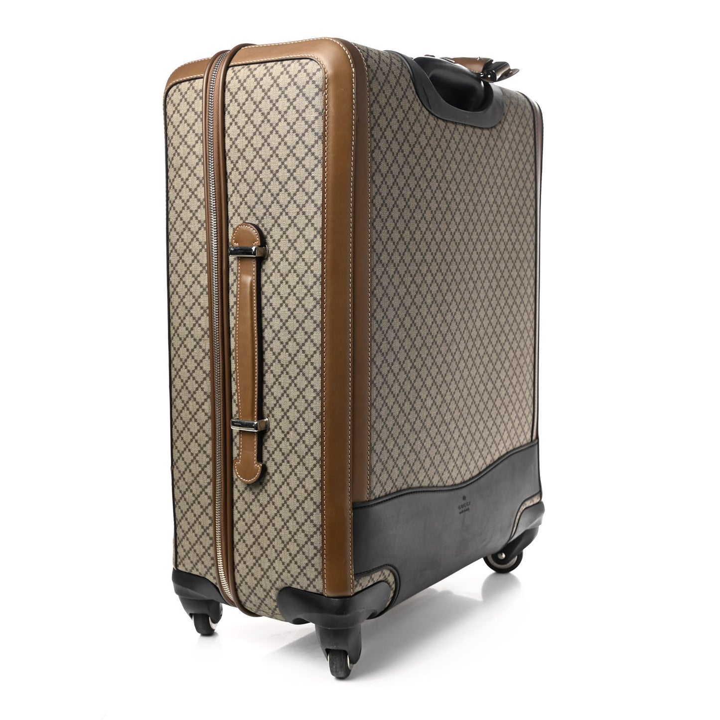 Diamante Plus Four Wheel Trolley Suitcase Brown