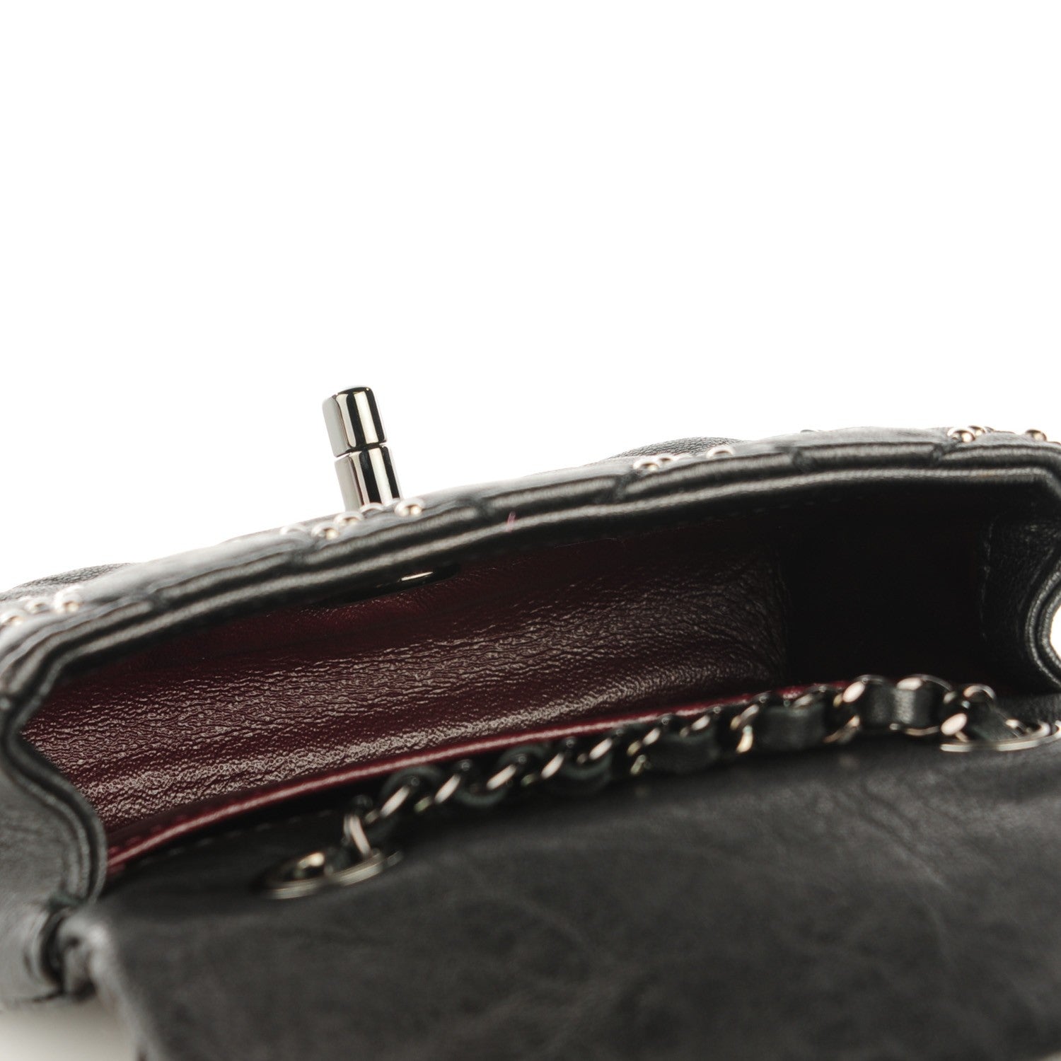 Chanel Lambskin Studded Mini Metal Beauty Flap Black 5 of 8
