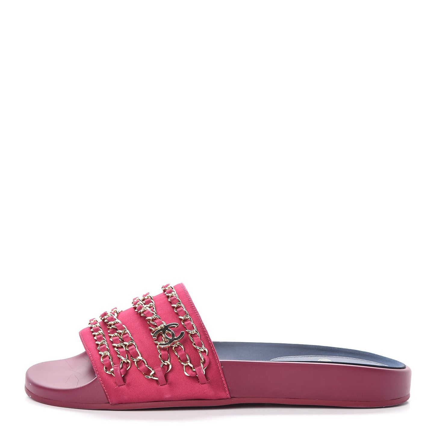 Satin Chain Flat Sandals 40 Dark Fuchsia