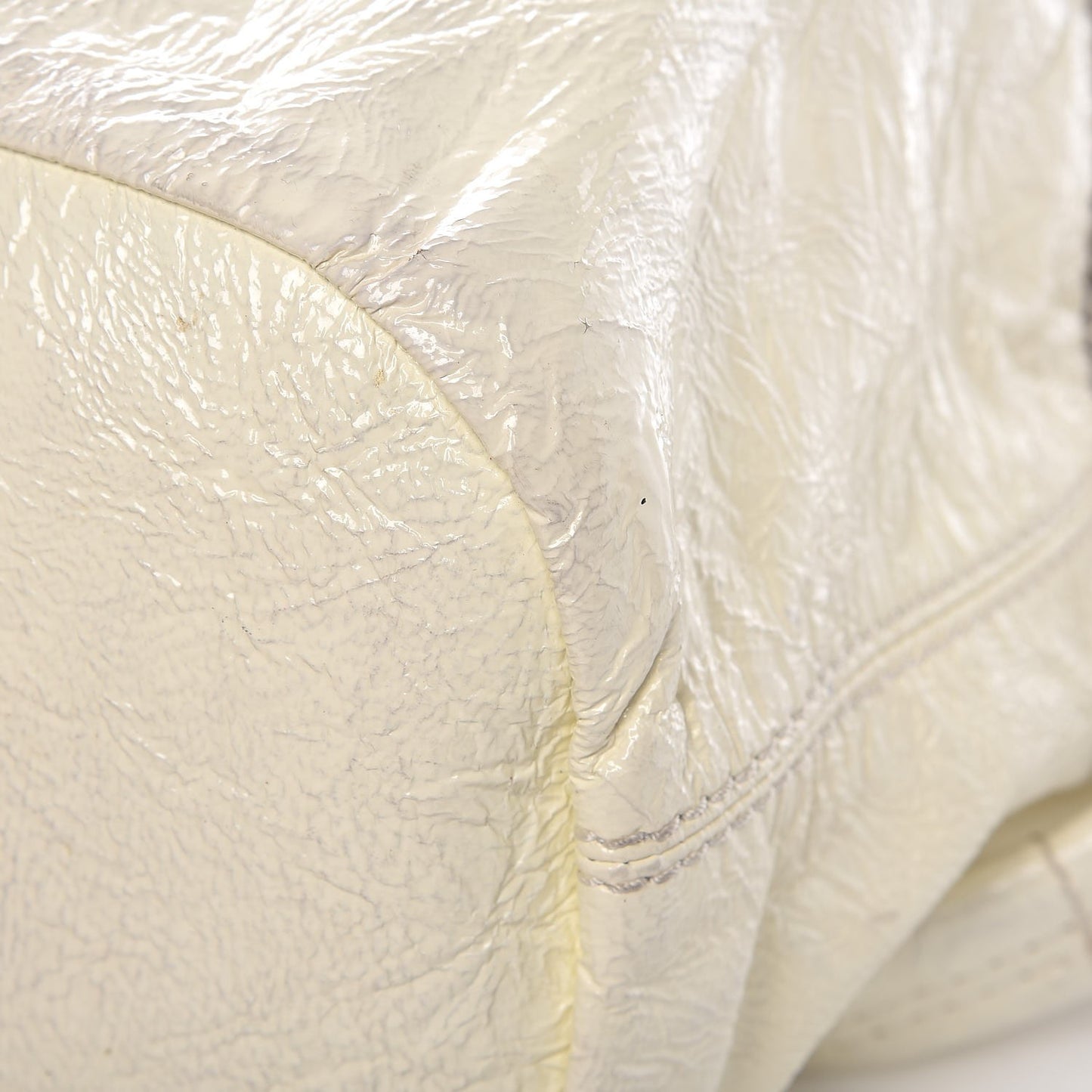 Crinkled Patent Large Nightingale White
