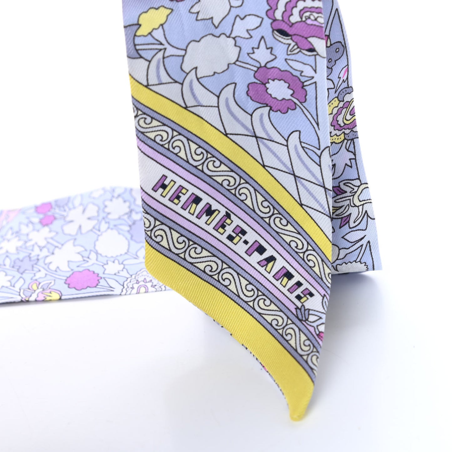 Silk Tapis Persans Twilly Rose Gris Bleuete Jaune Soufre