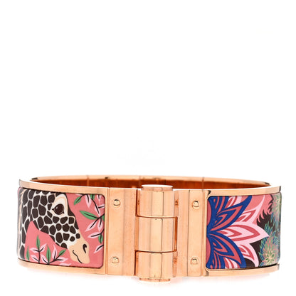 Hermes Enamel Printed Wide The Three Graces Hinged Bracelet M Pink Delirium 1 of 5