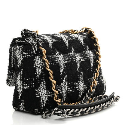 Chanel Tweed Quilted Medium Chanel 19 Flap Black White 2 of 10