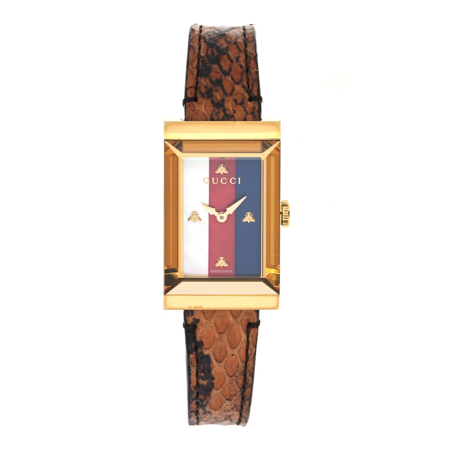 Stainless Steel Lizard Mother of Pearl 21mm Web G-Frame Quartz Watch Blue