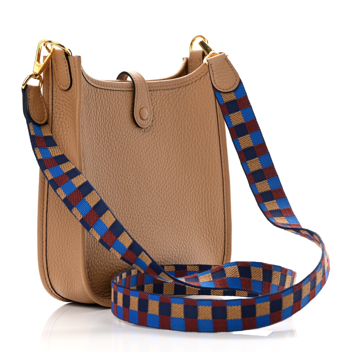 Hermes Taurillon Clemence Maxi Quadrille Evelyne TPM Chai Bleu Rouge H Bleu Saphir 3 of 11