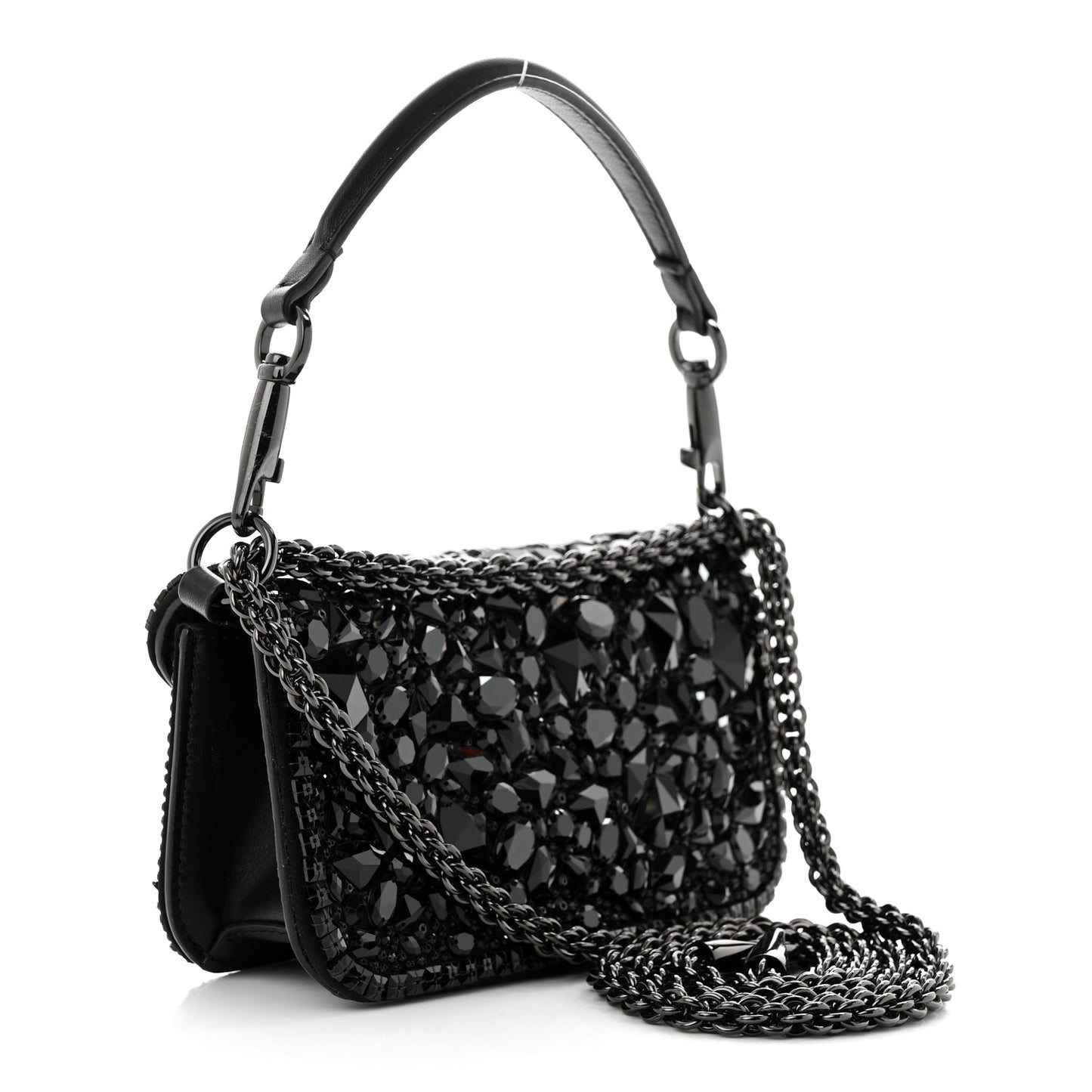 Crystal Nappa Monochrome Vlogo Small Loco Shoulder Bag Black