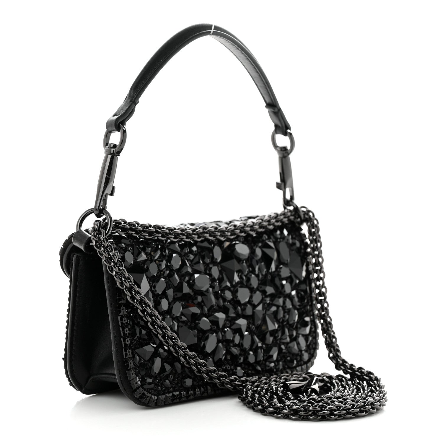 Valentino Garavani Crystal Nappa Monochrome Vlogo Small Loco Shoulder Bag Black 3 of 18