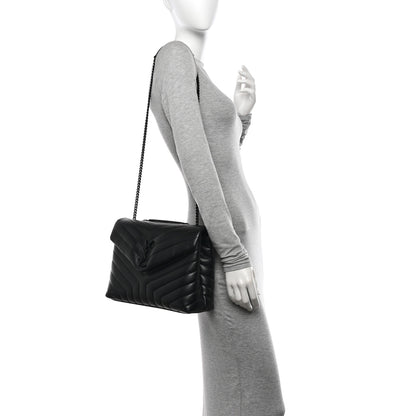 Saint Laurent Calfskin Y Quilted Monogram Monochrome Medium Loulou Chain Satchel Black 2 of 12