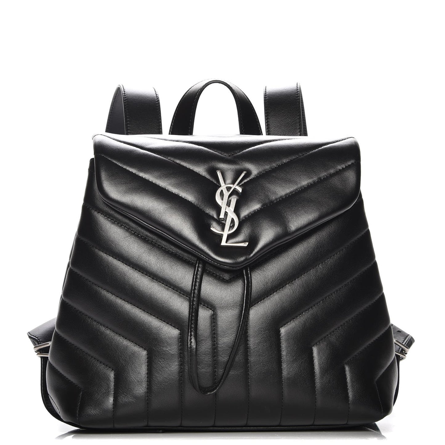 Calfskin Y Quilted Monogram Small Loulou Backpack Black
