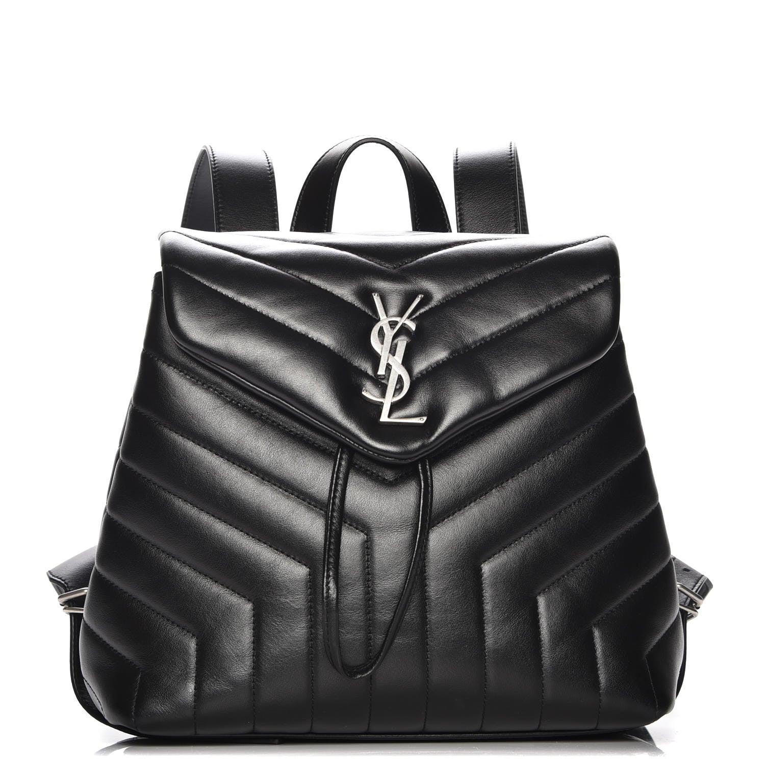 Saint Laurent Calfskin Y Quilted Monogram Small Loulou Backpack Black 1 of 8