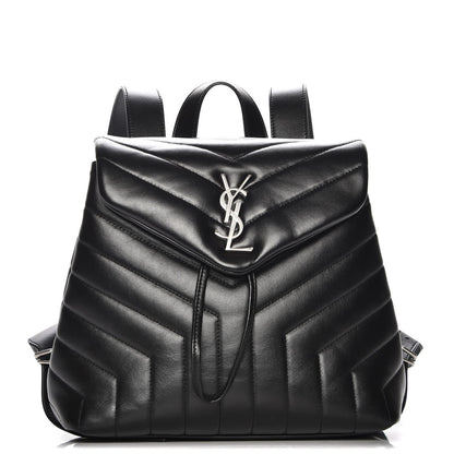 Saint Laurent Calfskin Y Quilted Monogram Small Loulou Backpack Black 1 of 8