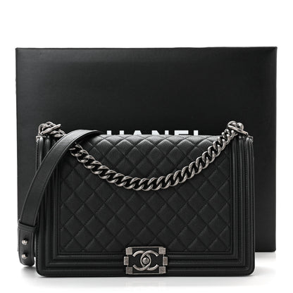 Chanel Grained Calfskin Quilted New Medium Boy Flap Black 11 of 11