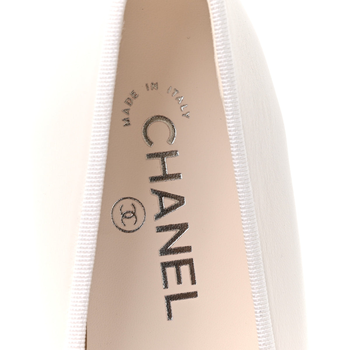 Lambskin Cap Toe CC Ballerina Flats 39 White Black
