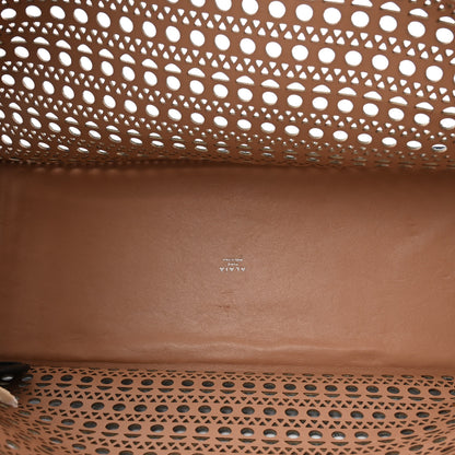 Alaia Denim Laser Cut Garance Tote Blue 6 of 14