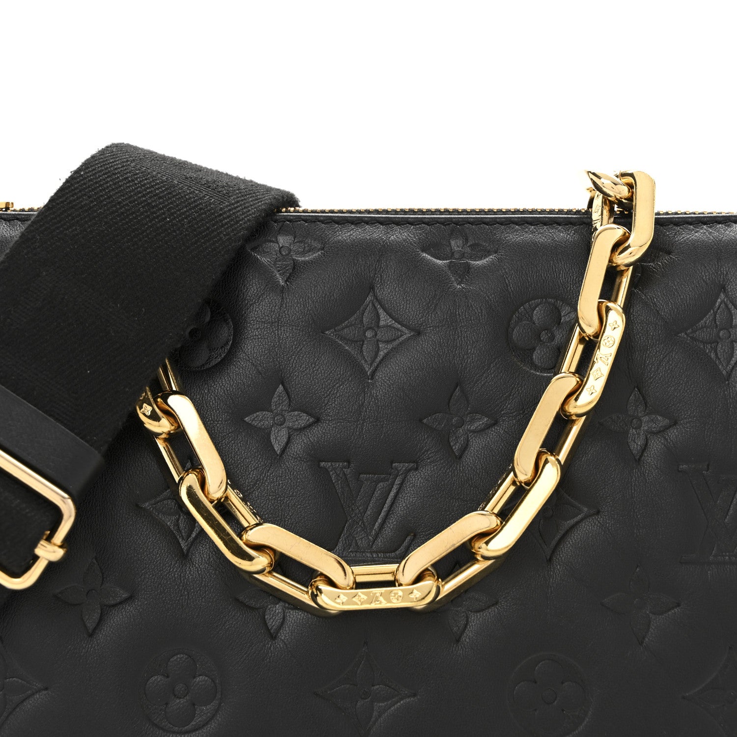 Louis Vuitton Lambskin Embossed Monogram Coussin PM Black 8 of 10