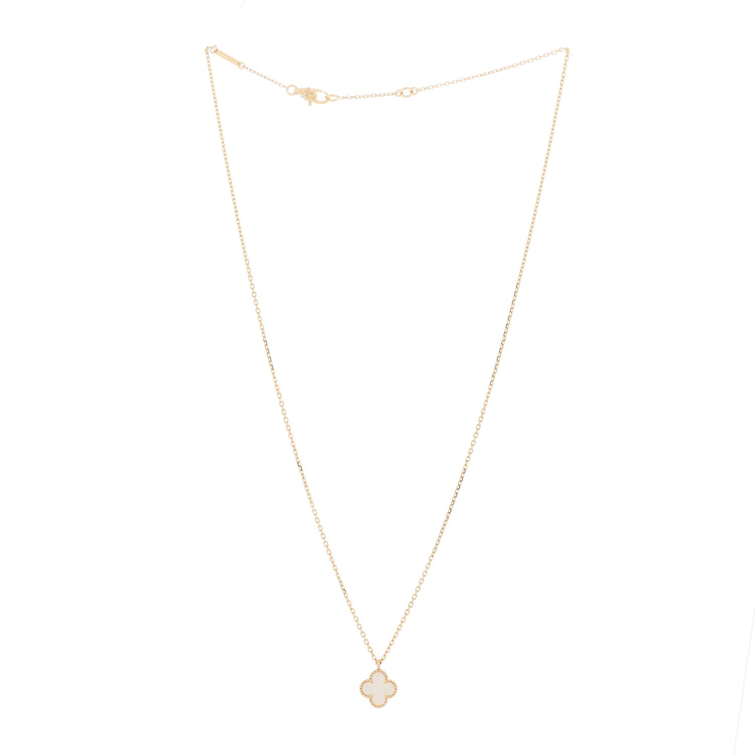 Van Cleef & Arpels 18K Yellow Gold Mother of Pearl Sweet Alhambra Pendant Necklace 2 of 6