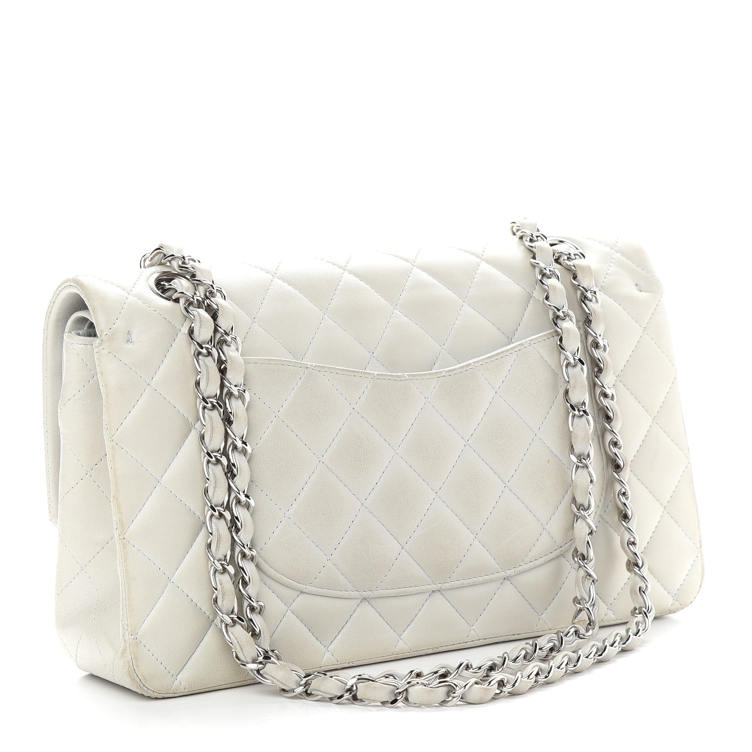Chanel Lambskin Quilted Medium Double Flap Grey 2 of 9