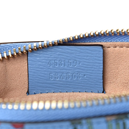 Gucci Calfskin Bamboo New Flora Zip Pouch Azure 7 of 10
