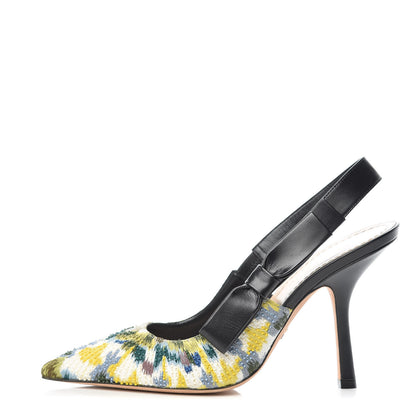 Christian Dior Lambskin Embroidered KaleiDiorscope Sweet-D Slingback Pumps 39 Dusty Jade 1 of 13