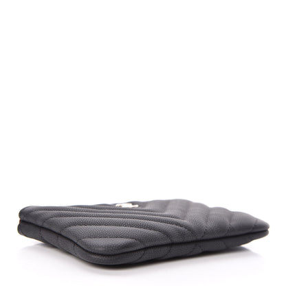 Chanel Caviar Chevron Quilted Small Cosmetic Case Black 4 of 8