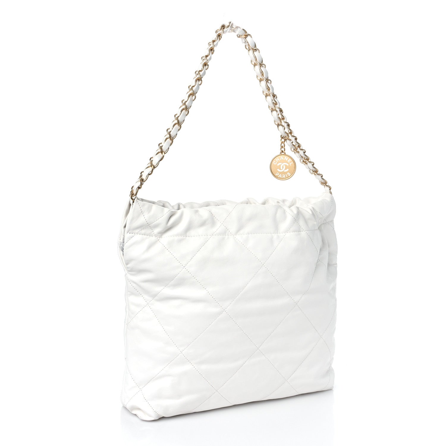 Chanel Shiny Calfskin Quilted Small Chanel 22 White 3 of 9