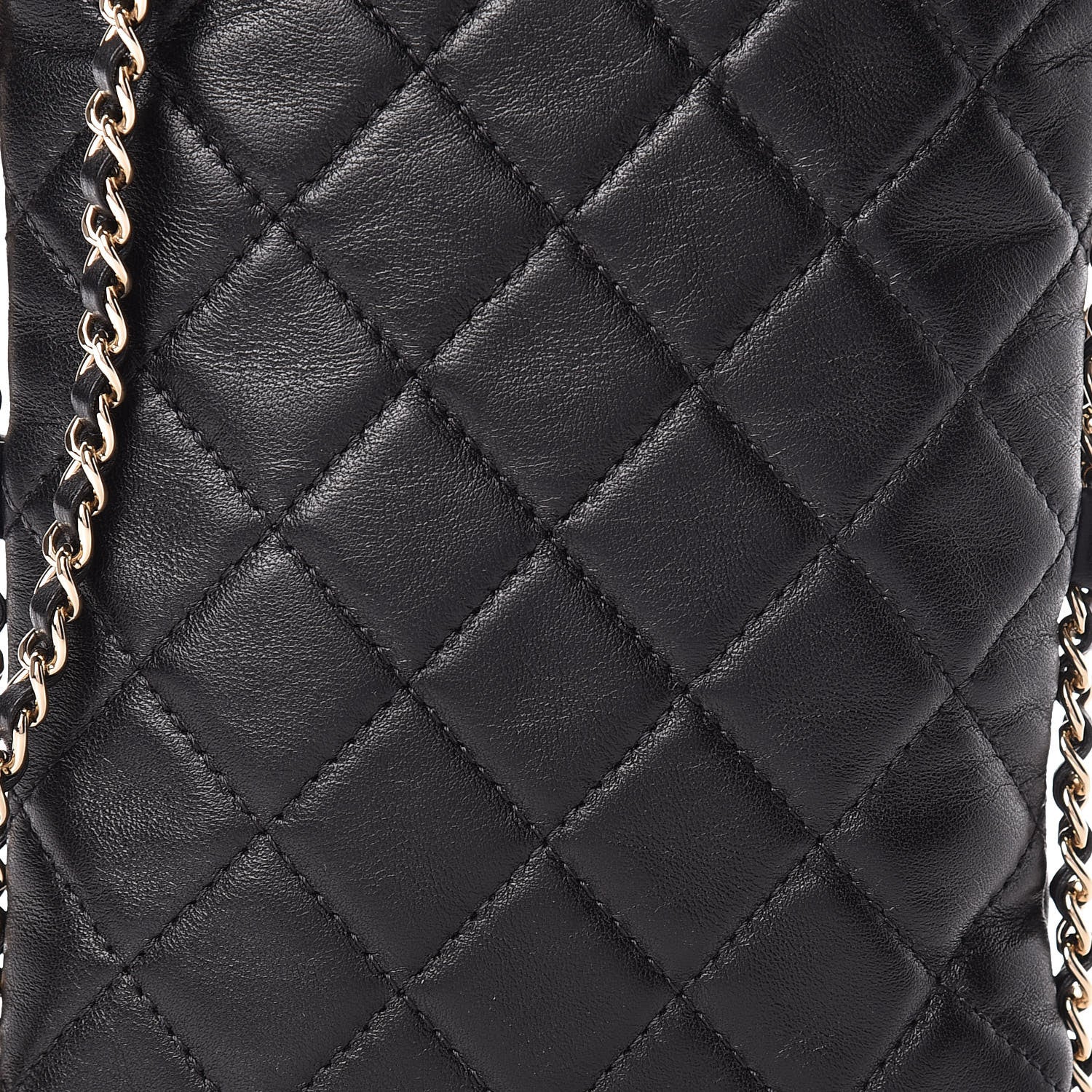 Chanel Lambskin Quilted Chain Around Phone Holder Black 8 of 11
