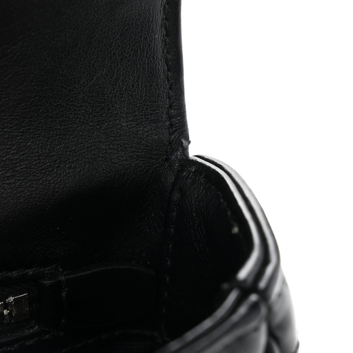 Soft Calfskin Impunture Diagramme Medium Chain Flap Shoulder Bag Black