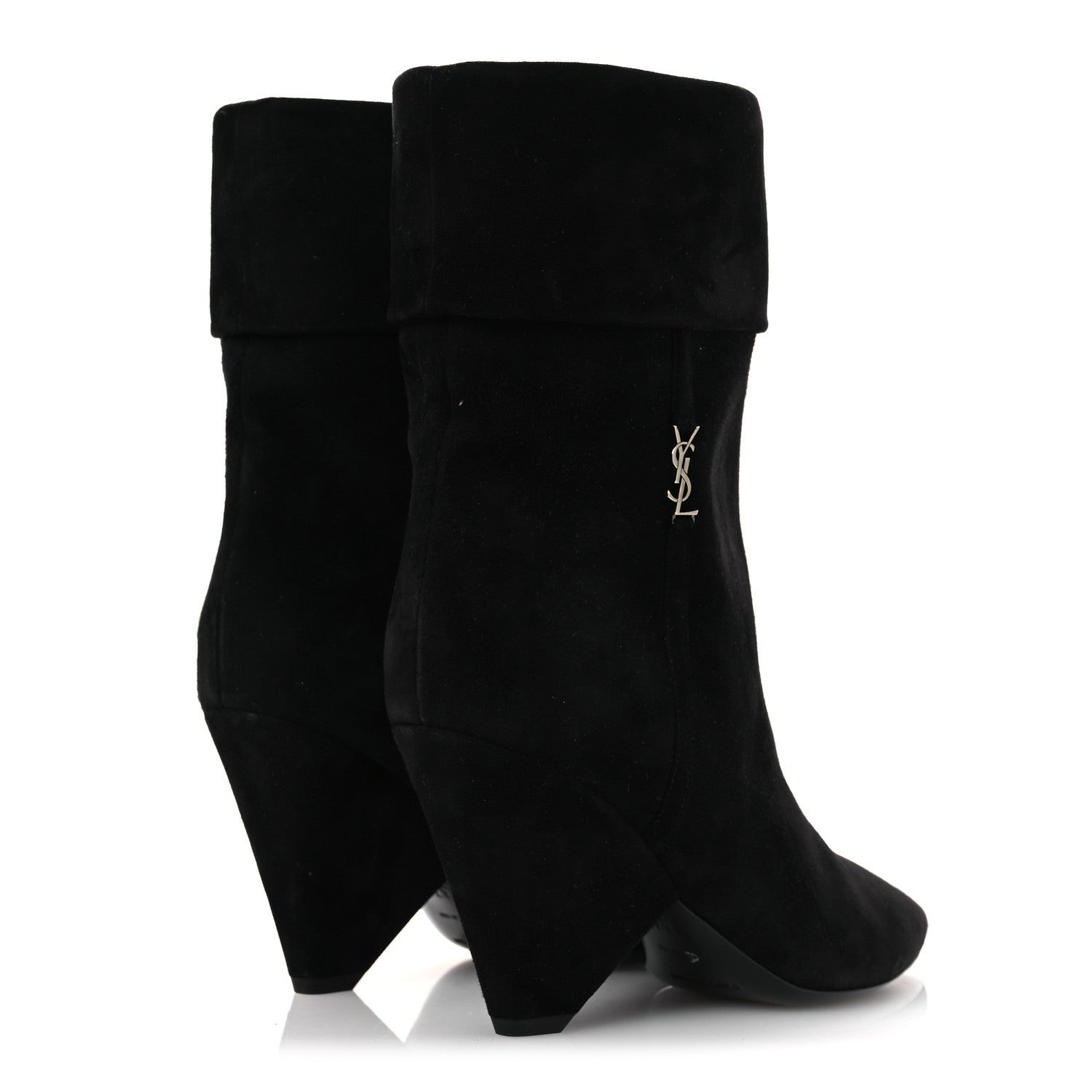 Saint Laurent Kid Scamosciato Niki 85 Wedge Booties 37.5 Black 5 of 11