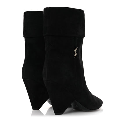 Saint Laurent Kid Scamosciato Niki 85 Wedge Booties 37.5 Black 5 of 11