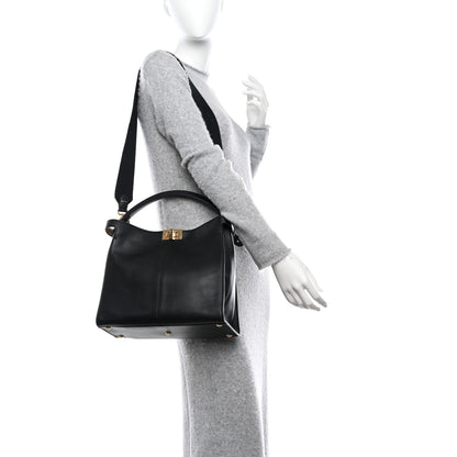 Fendi Vitello Seta Glazed Fabric FF 1974 Medium Peekaboo X-Lite Black Mogano Panna 2 of 10