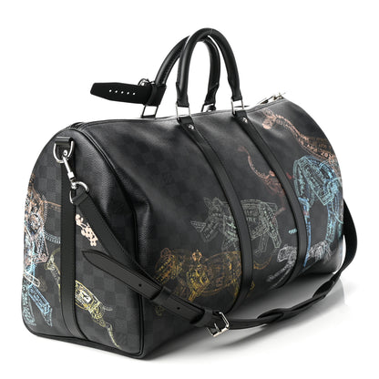 Louis Vuitton Damier Graphite Stamps Keepall Bandouliere 50 4 of 16