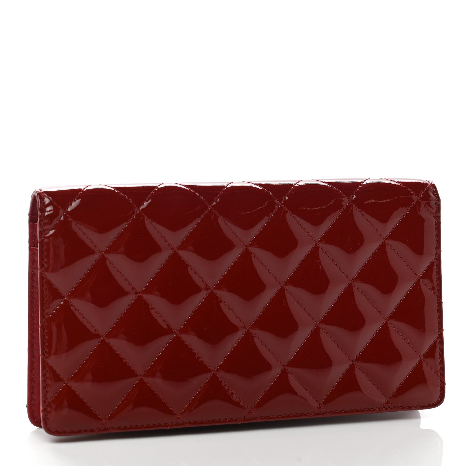 Chanel Patent Quilted Brilliant Yen Wallet Red 3 of 9