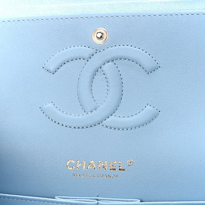 Chanel Iridescent Lambskin Quilted Medium Double Flap Light Blue 6 of 11