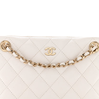 Chanel Caviar Quilted Classic Clutch Tote With Chain White 8 of 10