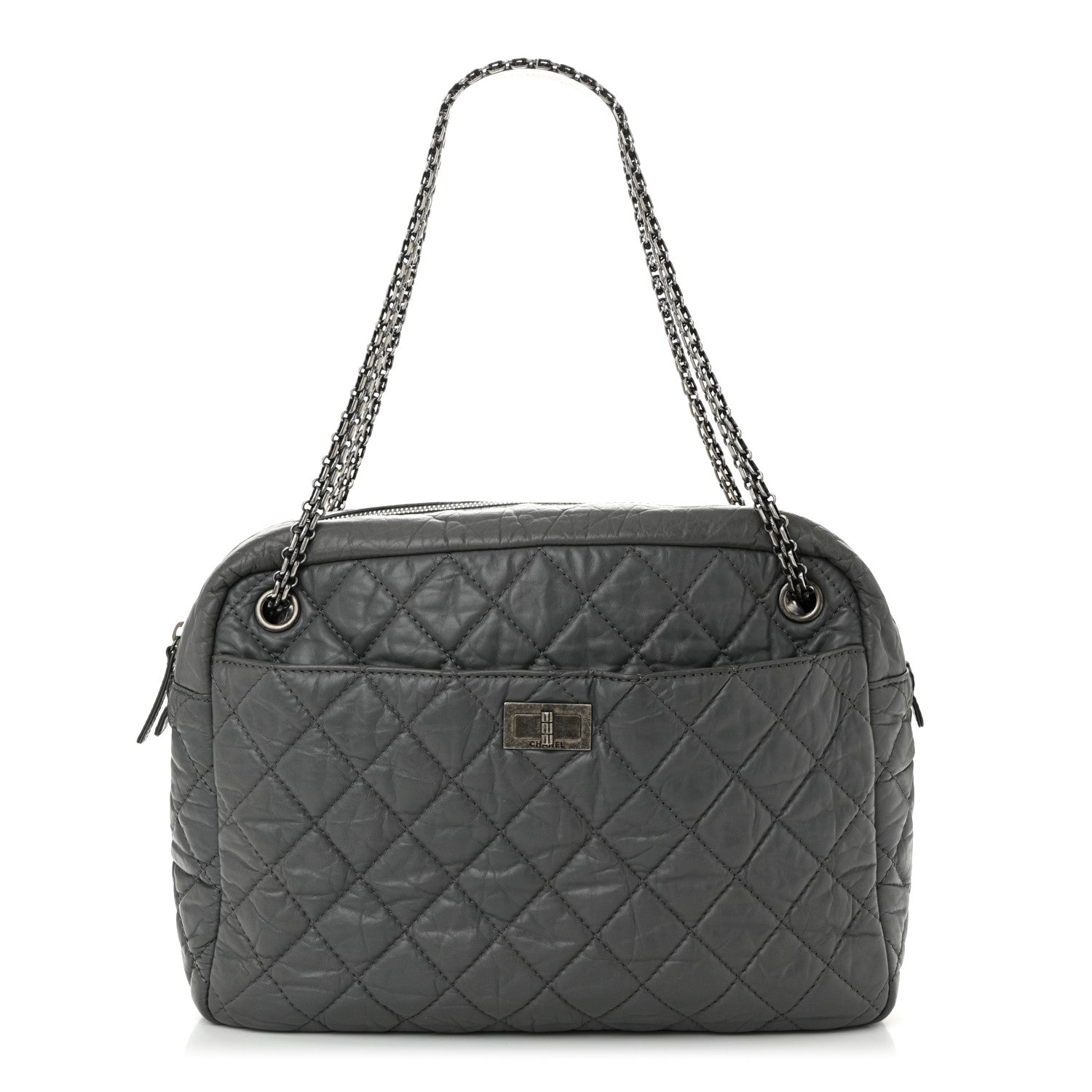 Chanel Aged Calfskin Quilted Large Reissue Camera Case Grey 1 of 11