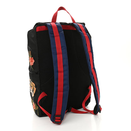 Gucci Techno Canvas Web L'Aveugle Par Amour Embroidered Double Buckle Backpack Black 3 of 12