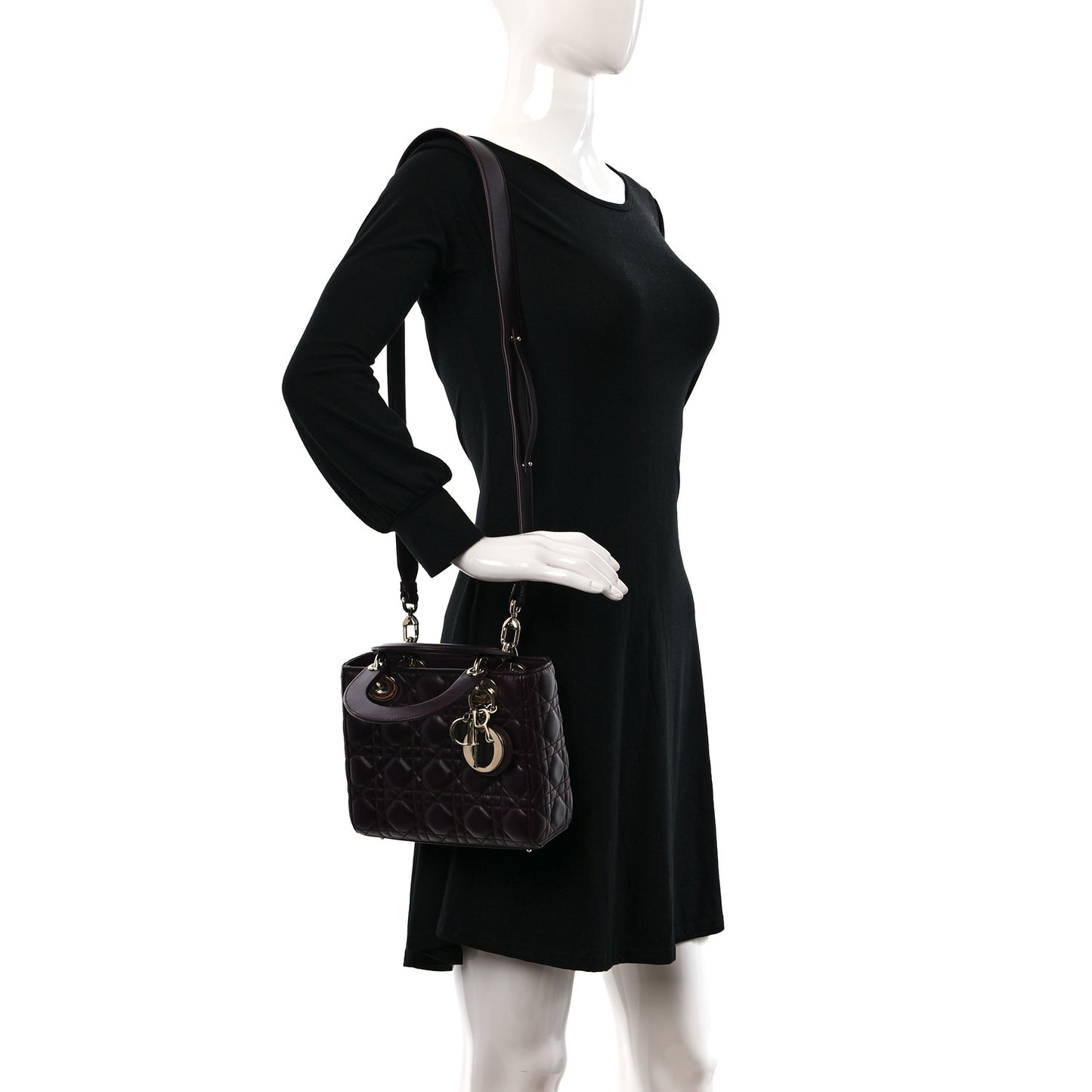 Lambskin Cannage Small Lucky Badges My Lady Dior Plum