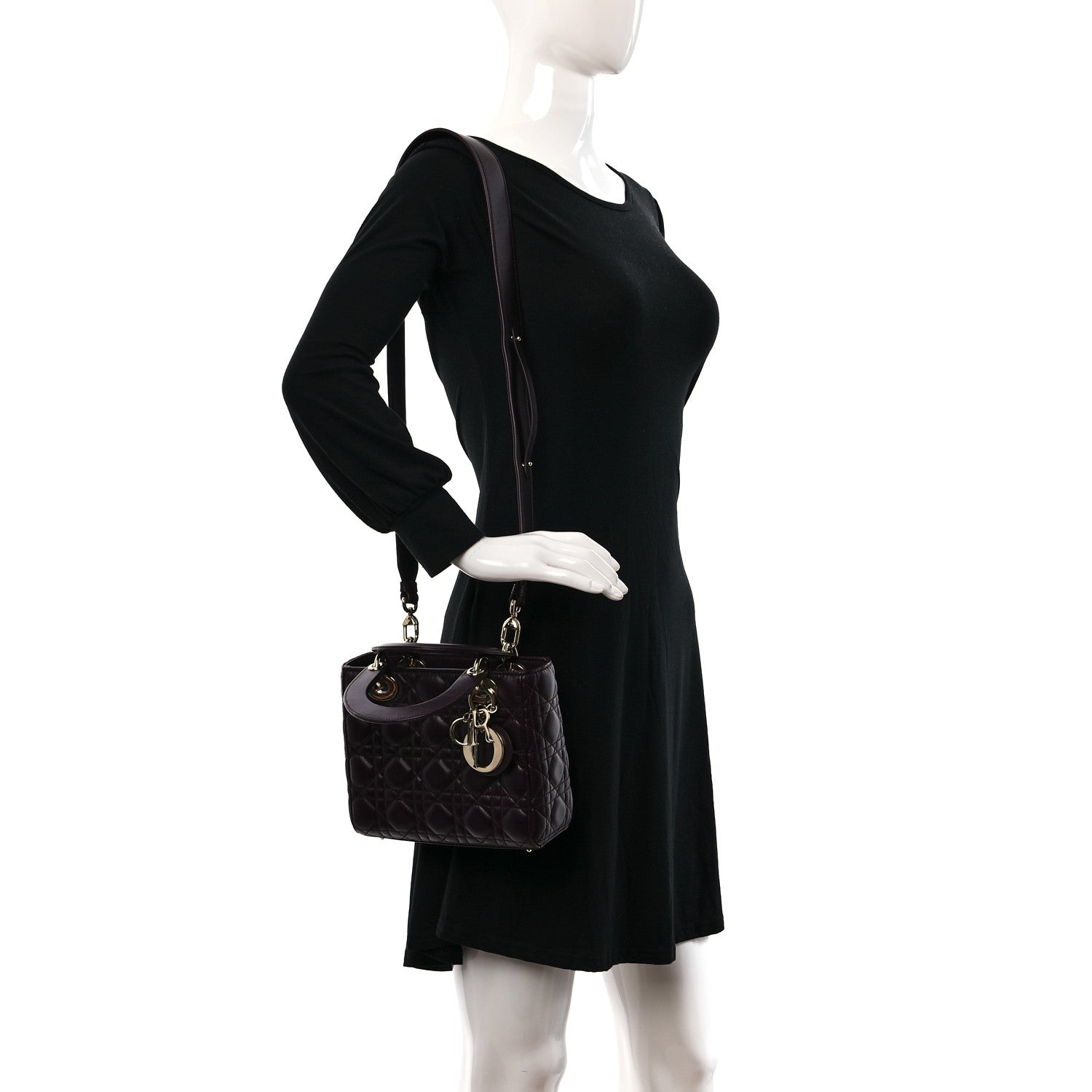 Christian Dior Lambskin Cannage Small Lucky Badges My Lady Dior Plum 2 of 12