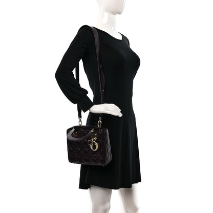 Christian Dior Lambskin Cannage Small Lucky Badges My Lady Dior Plum 2 of 12
