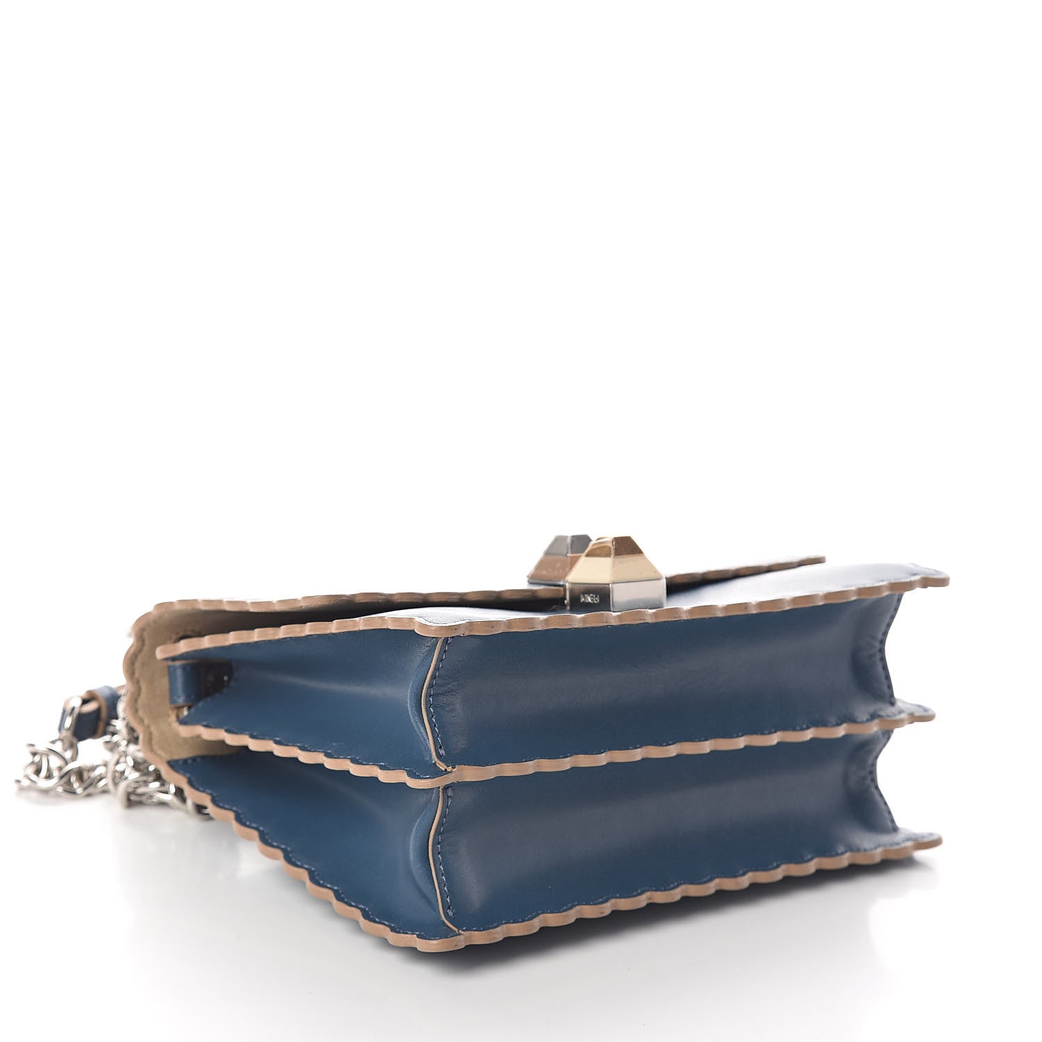 Fendi Vitello Liberty Scalloped Studded Small Kan I Shoulder Bag Balena 4 of 9