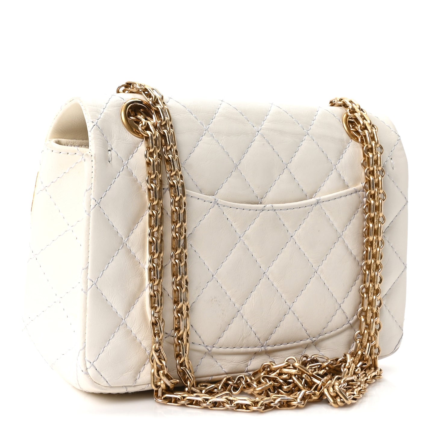 Aged Calfskin Quilted 2.55 Reissue Mini Flap White